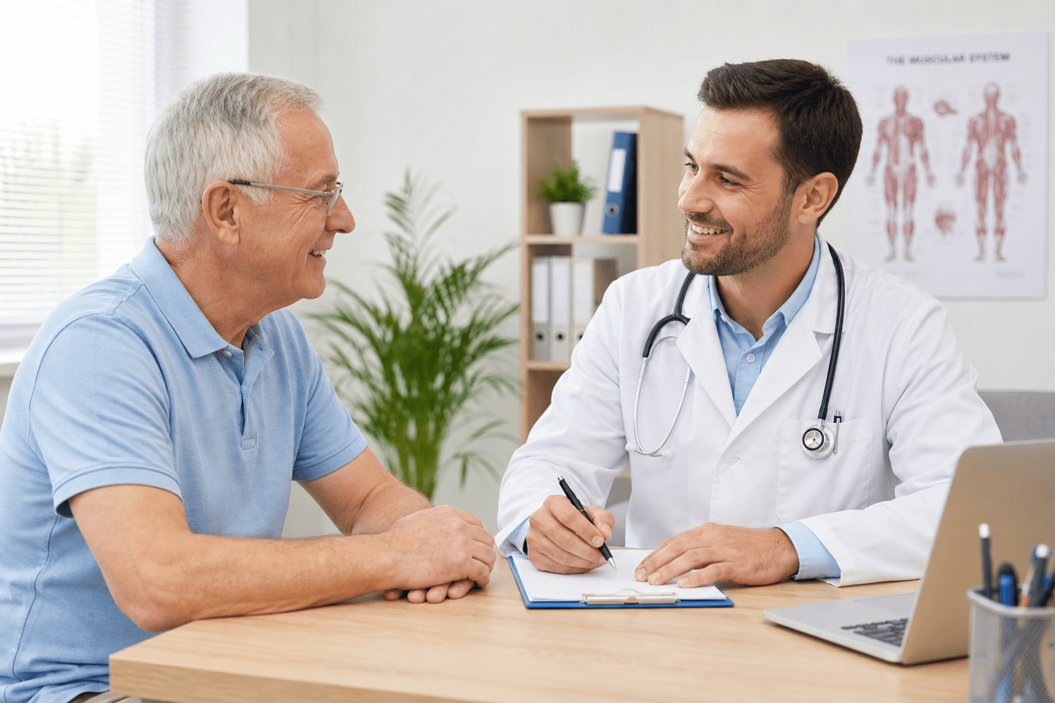 Patient having a consultation with his doctor before surgery